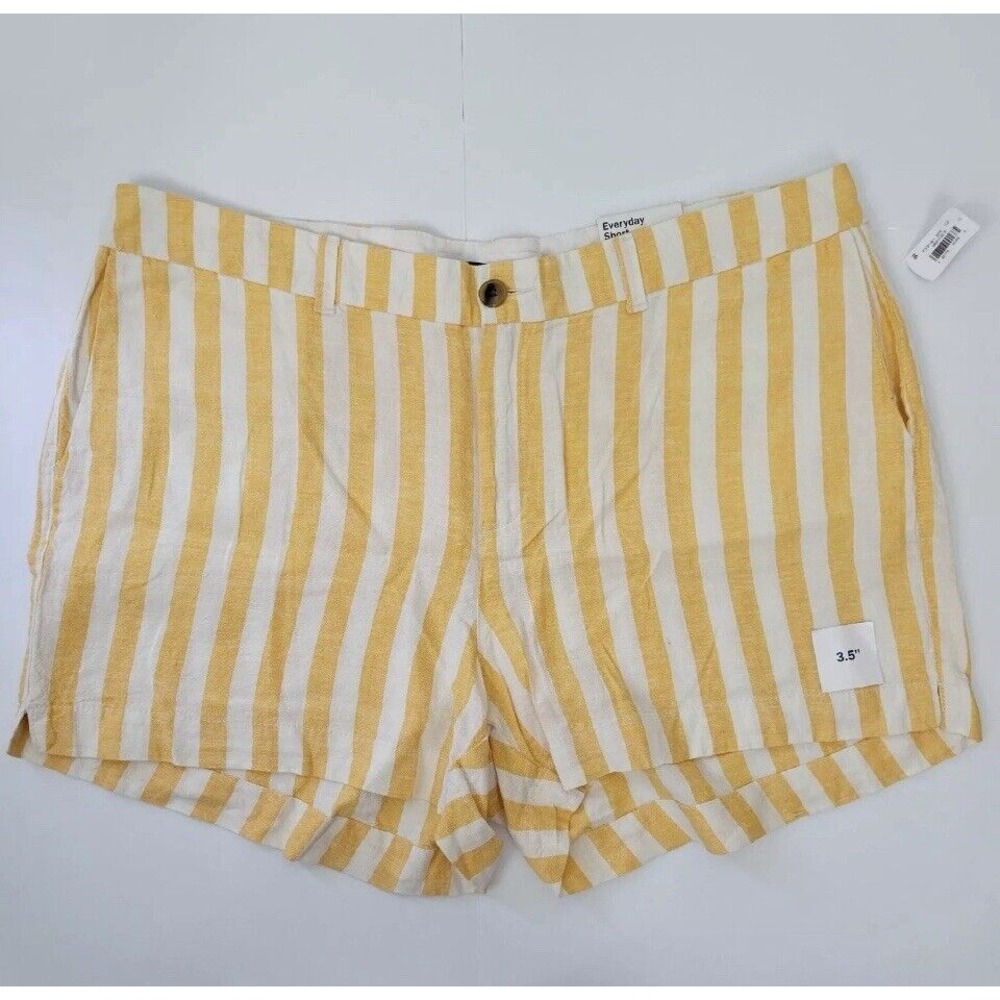 Old Navy Linen Everyday Striped Shorts Sz 6 Yellow & White Retro Coastal